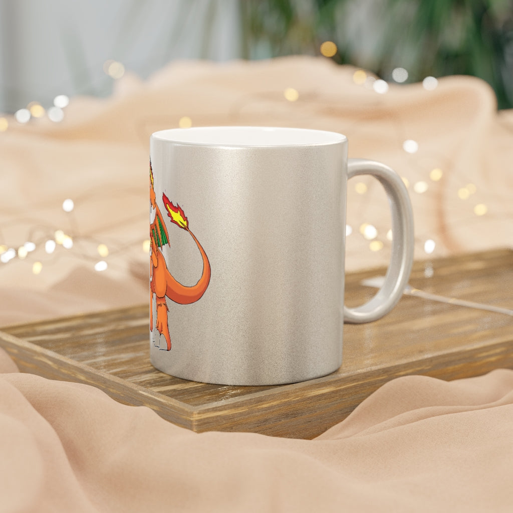 Angetiron Metallic Mug in Silver and Gold, showcasing customizable designs and a sleek ceramic finish.